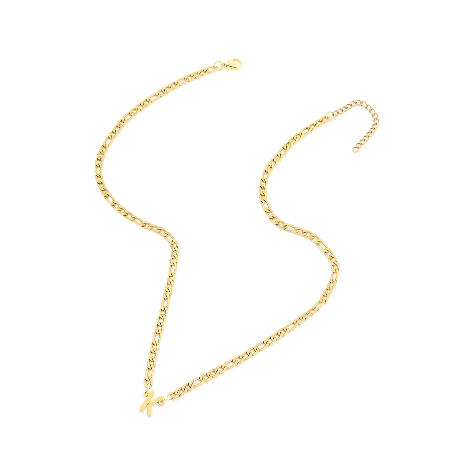 Letter Figaro Stainless Steel, 14K Gold Plated Pendant Necklace