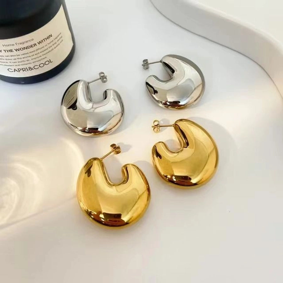 1 Pair Fab Everyday Stainless Steel 18K Gold Plated Ear Studs