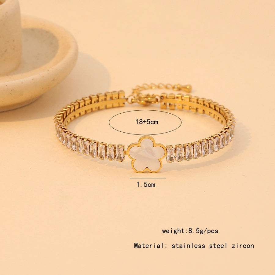 Queen Love Stainless Steel 18K Gold Plated Zircon Bangle