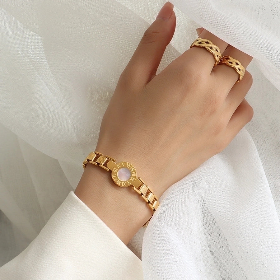 Stainless Steel 18K Gold Plated Shell Bracelet