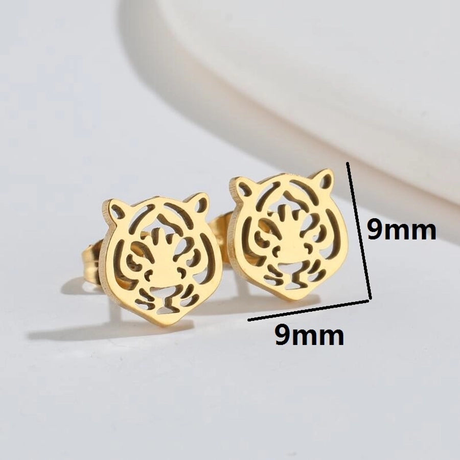 Hollow Animal Stud Earrings Stainless Steel 18K Gold Plated