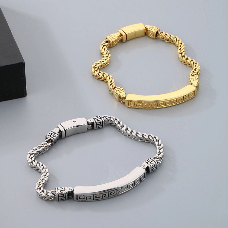 Clean Cut Stainless Steel 18K Gold Plated Men's Bracelet