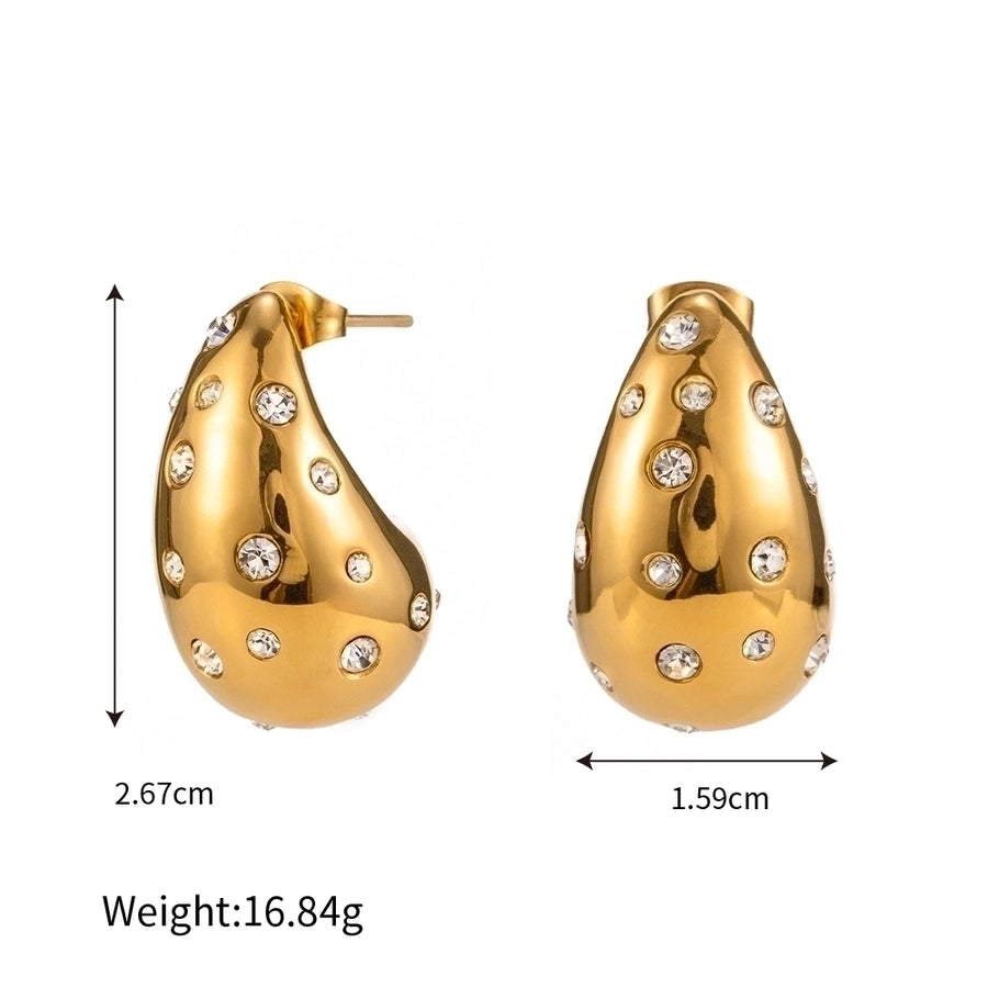 1 paire de boucles d'oreilles cloutées en forme de goutte d'eau plaquées or 18 carats 