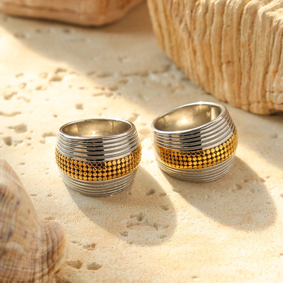 Versatile Vintage Style Rings - Stainless Steel 14K Gold-Plated Two-Tone Metal