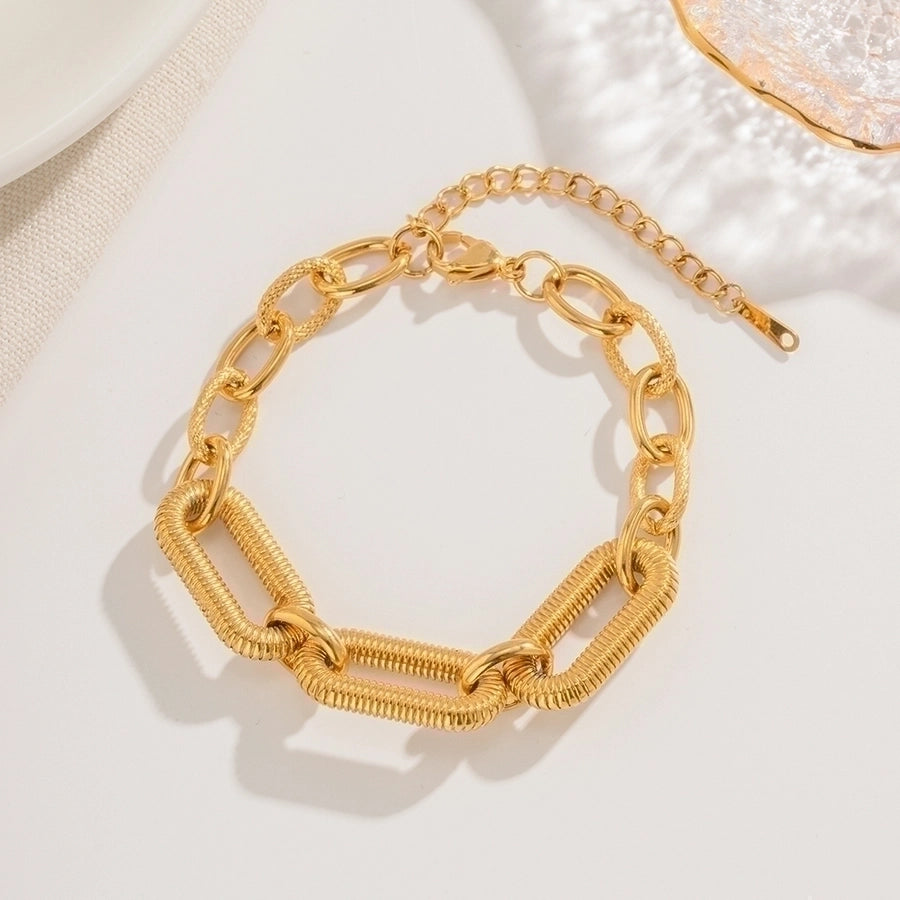 Bulky Chain Bracelet Stainless Steel, 18K Gold Plated