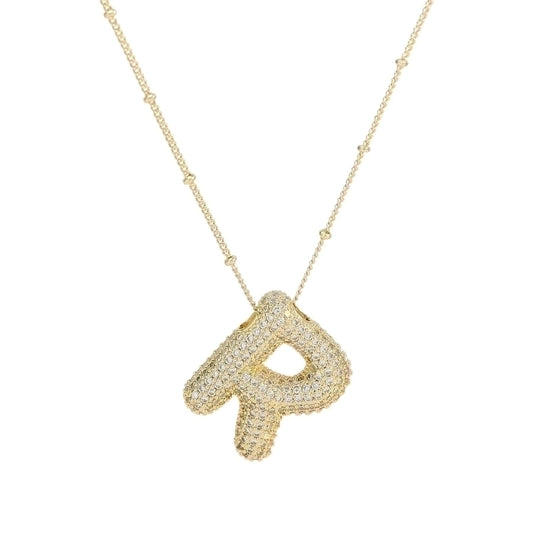 Bubble #1 Letter Necklace 18K Gold Plated