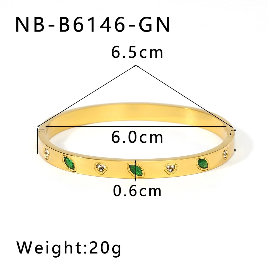 Simply Her Stainless Steel 18K Gold Plated Zircon Bangle