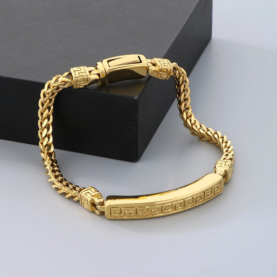 Clean Cut Stainless Steel 18K Gold Plated Men's Bracelet