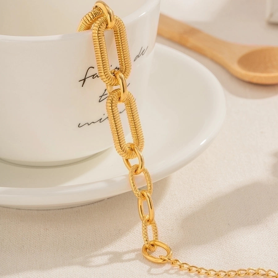 Bulky Chain Bracelet Stainless Steel, 18K Gold Plated