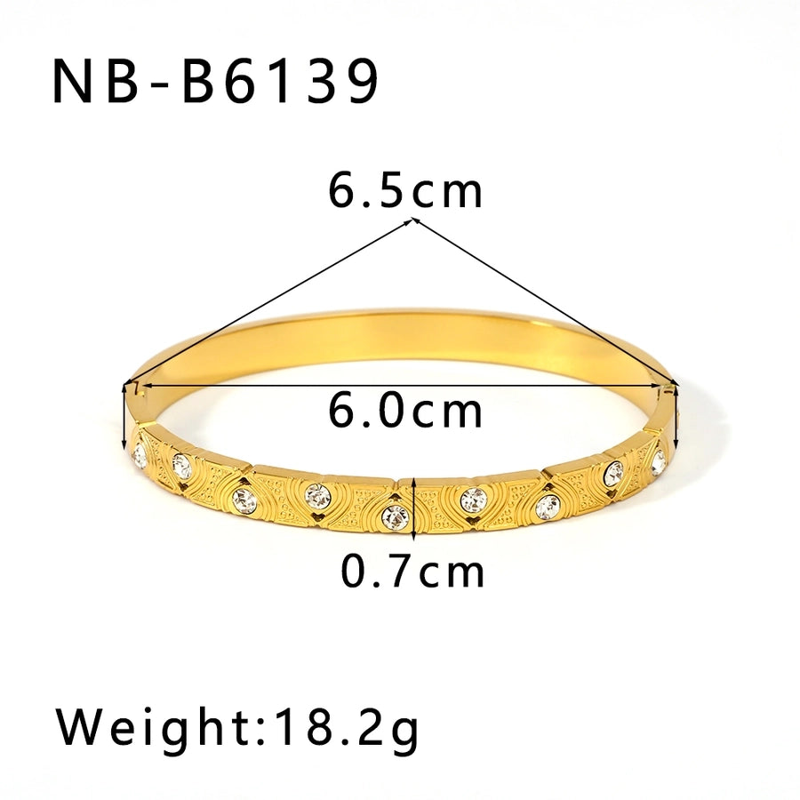 Simply Her Stainless Steel 18K Gold Plated Zircon Bangle