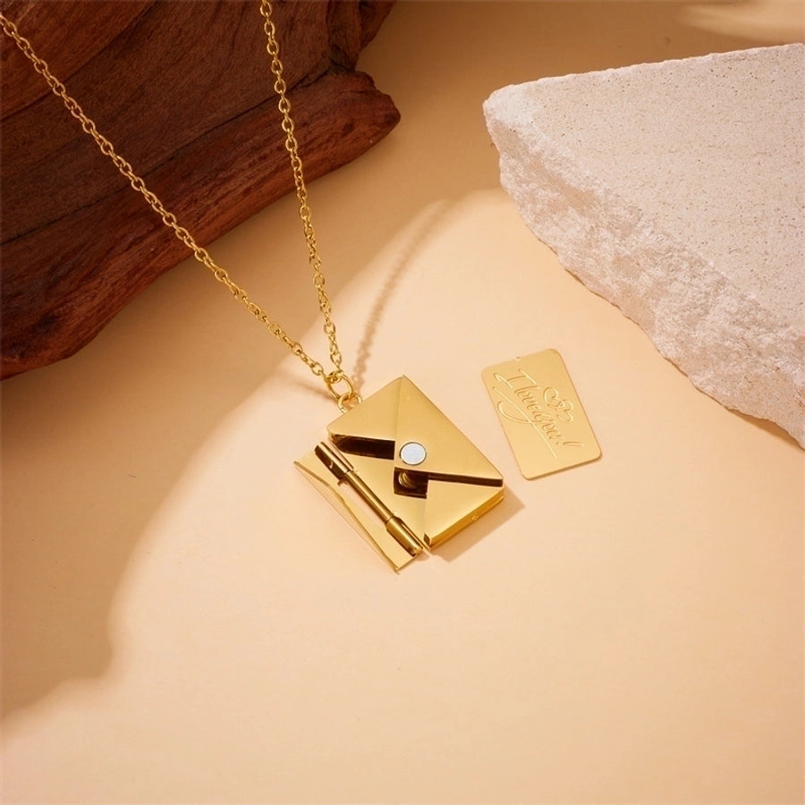 Special Delivery Envelope Necklace Stainless Steel 18K Gold Plated