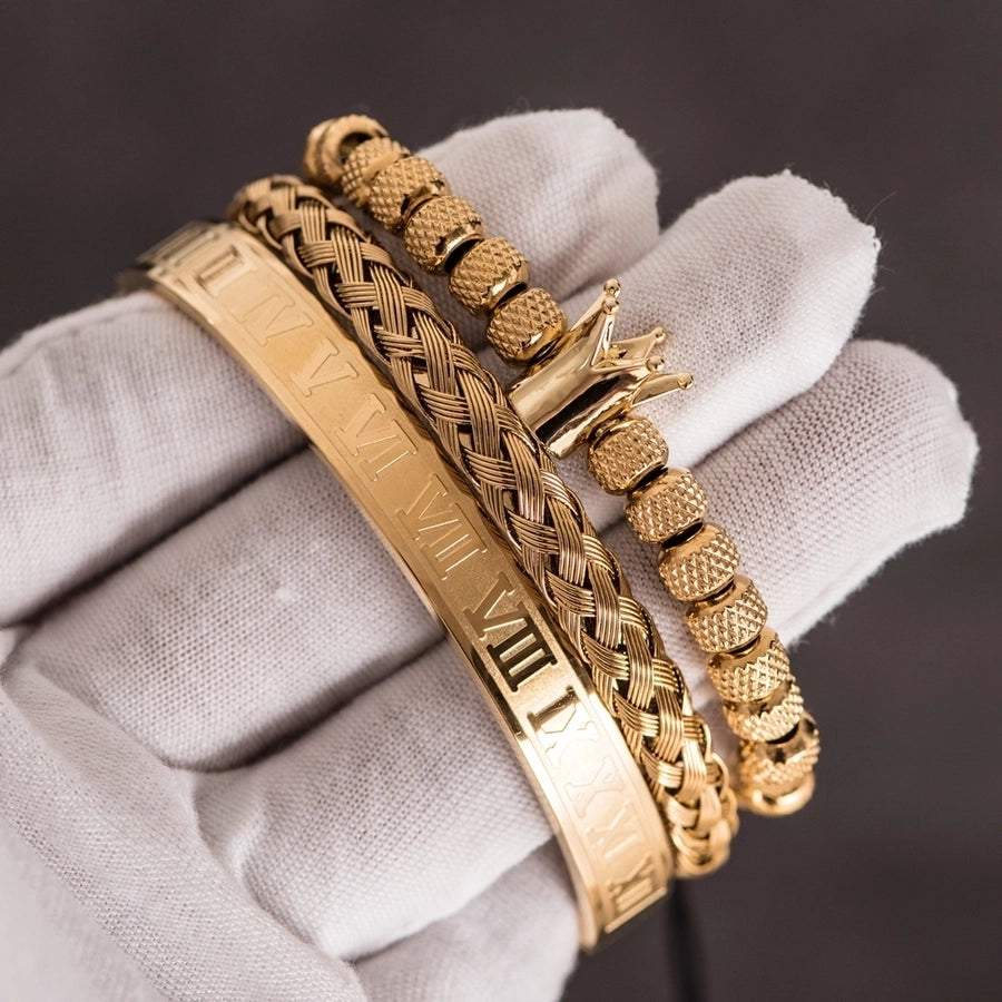 Statement Piece Bracelets - Stainless Steel Copper 18K Gold Plated Classic Style