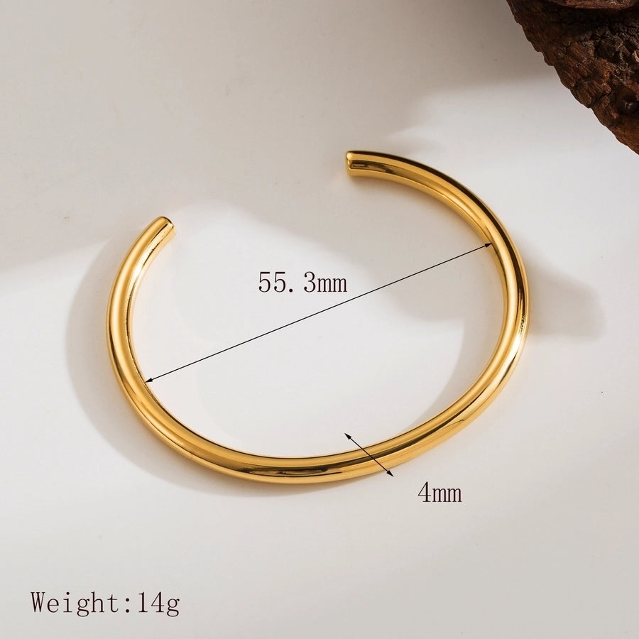 Casual Everyday Bangle Stainless Steel 14K Gold Plated Bangle