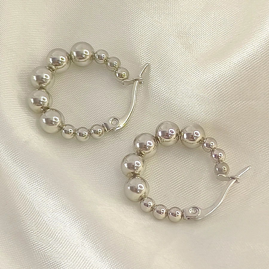 Stainless Steel Ball Hoops 18K Gold Plating