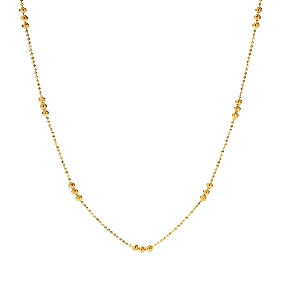 Beaded Bar Necklace Stainless Steel 18K Gold Plated