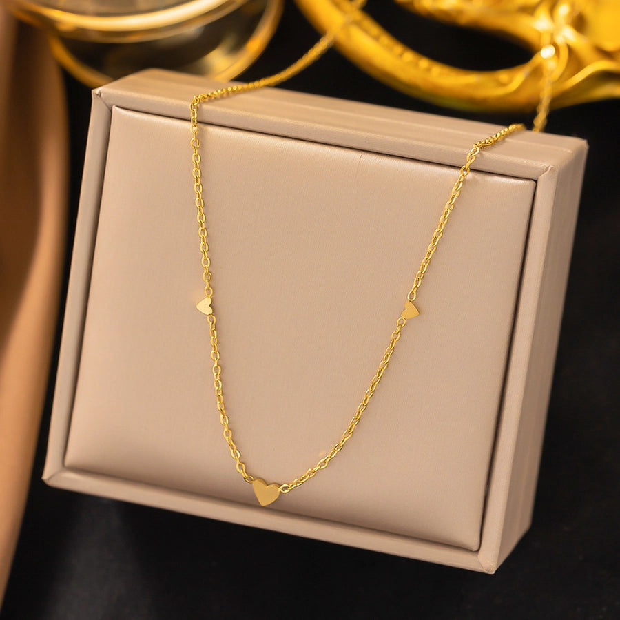 Heart Dainty Stainless Steel 18K Gold Plated Bracelet Necklace