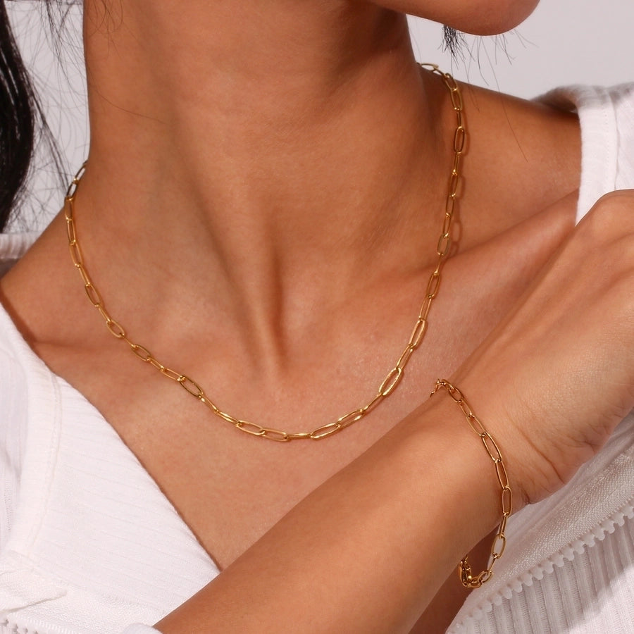 Clip Chain Stainless Steel 18K Gold Plated Necklace