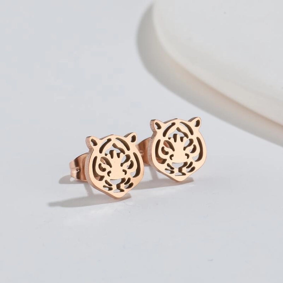 Hollow Animal Stud Earrings Stainless Steel 18K Gold Plated