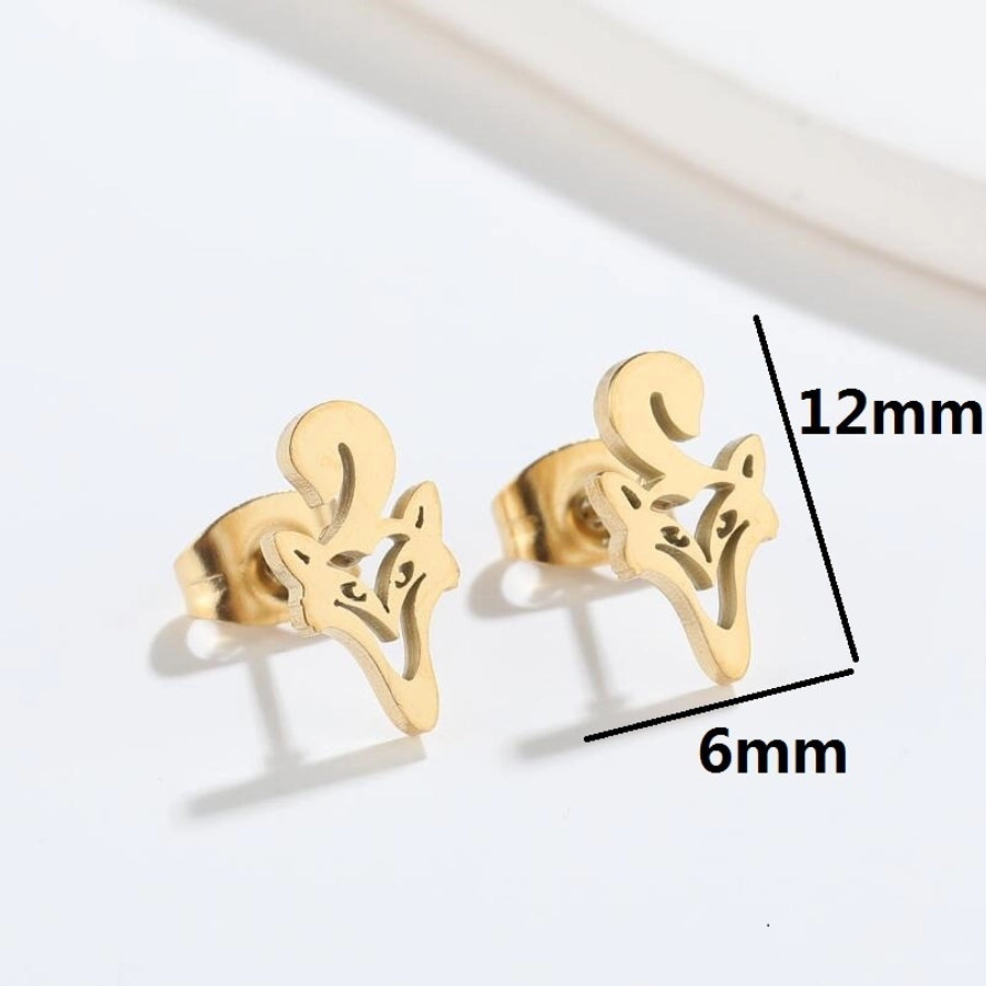 Hollow Animal Stud Earrings Stainless Steel 18K Gold Plated