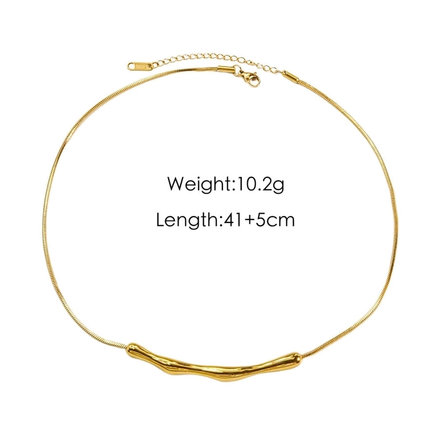 Bar Necklace Stainless Steel, 18K Gold Plated