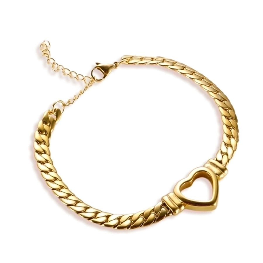 Hollow Heart Stainless Steel, 18K Gold Plated Necklace or Bracelet