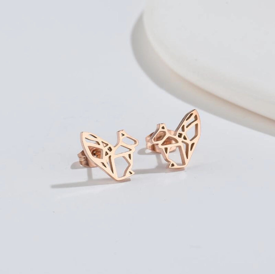 Hollow Animal Stud Earrings Stainless Steel 18K Gold Plated